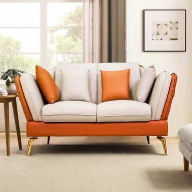 Two-Tone Leatherette Sofa – Modern Luxury Seating
